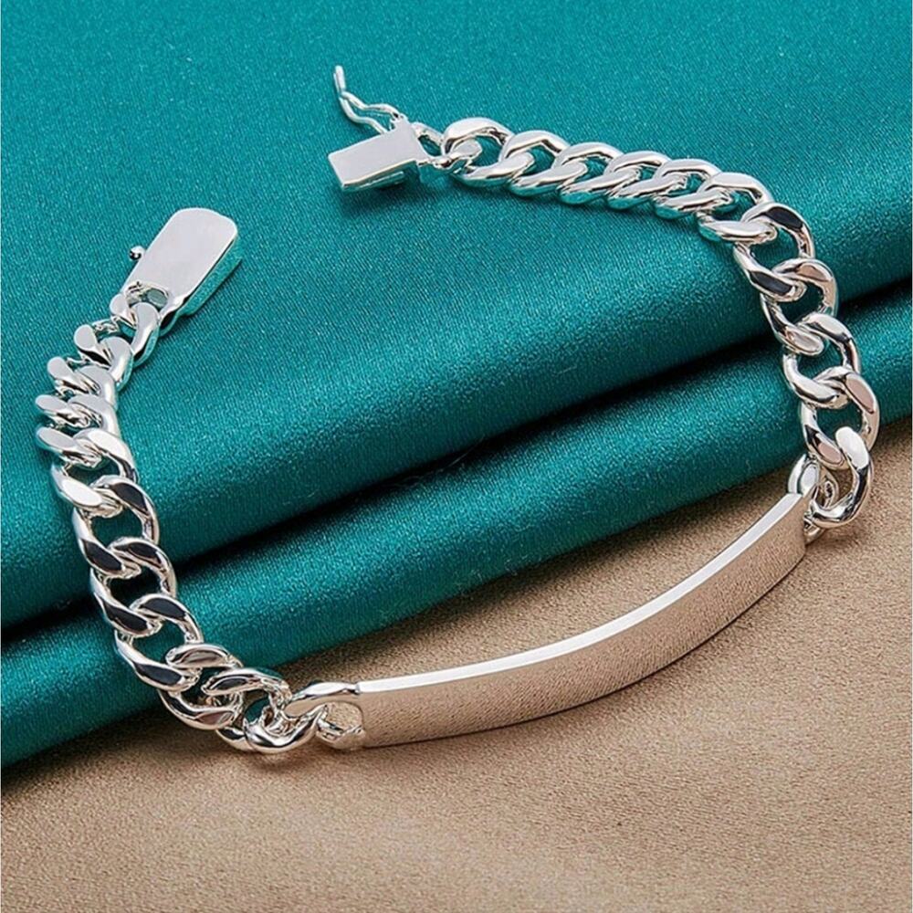 925 Silver Cuban Men's 10 mm Bracelet Vintage Fashion Christmas Birthday Gift